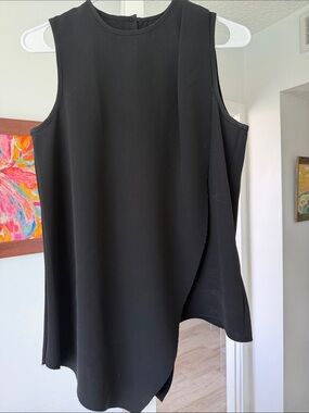 Saks Fifth Avenue Black Sleeveless Asymmetrical Overlay Dress